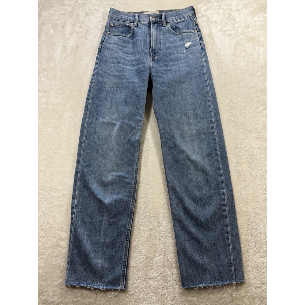 Everlane Womens The Way High Distressed Blue Jeans 24 Regular Meas: 25x27